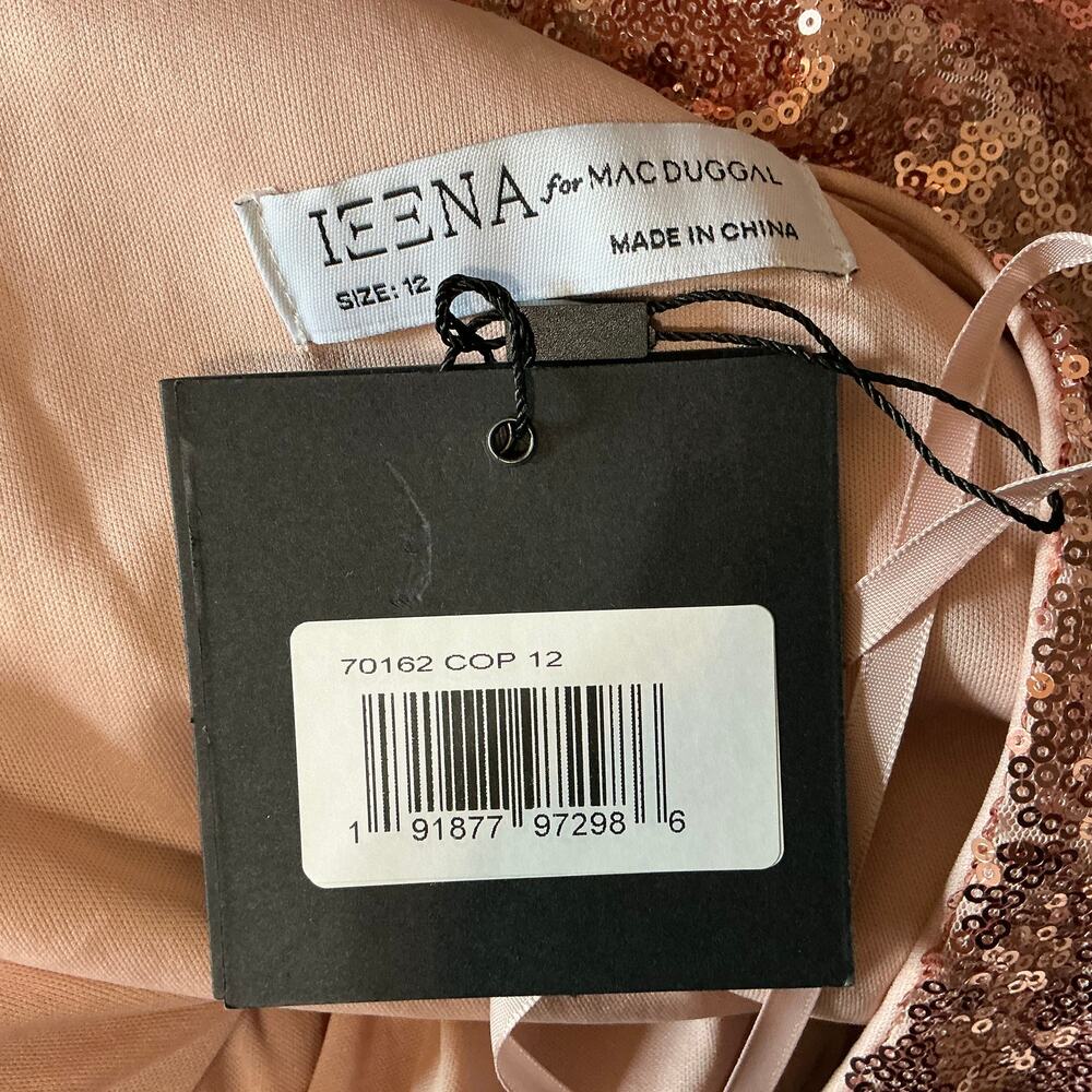 Mac Duggal 71062 Rose Gold Cocktail Dress Sequin One Shoulder Sheath Size 12 - Picture 11 of 13